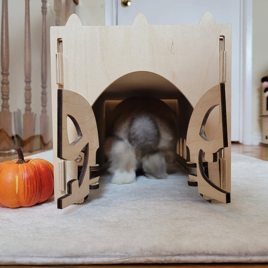 Halloween Trick or Treat Series- Pumpkin Doorway Bunny Enrichment Play Tunnel Toy