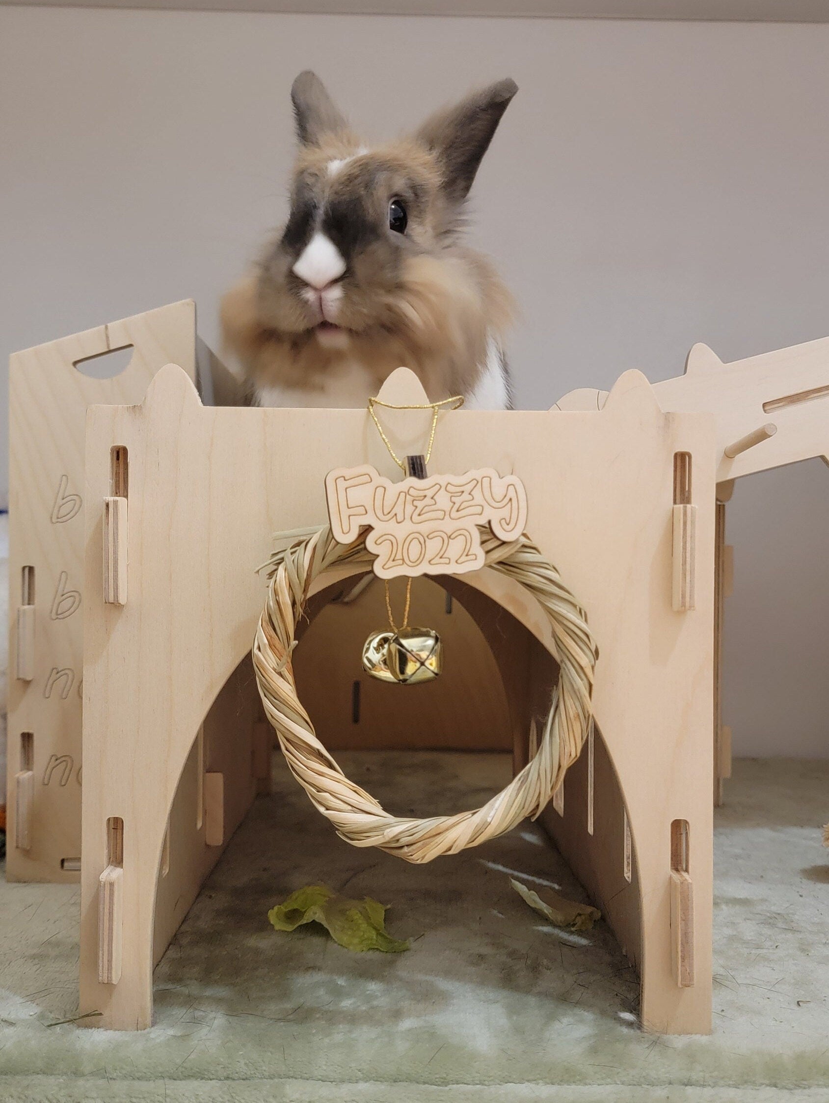 Rabbit Castle Hideout with Christmas Wreath